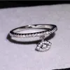 Schlichter Modeschmuck, 925er-Sterlingsilber, Pavé, weißer Saphir, CZ-Diamant, Edelsteine, Versprechen, Winkelauge, beliebtes Damen-Ehering-Ring-Geschenk