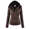 Bella Women Hoodies Winter Moto Jacket Turn Down Kollor Ladies Outerwear Faux Leather PUメスジャケットコート20124