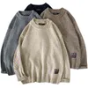 Harajuku Sweter Sweter Mężczyźni Zimowy Japoński Loose Vintage Sweter Dzianiny Streetwear Okrągłe Szyi Pulowers Knitwear M-5XL 211221