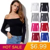 Off Shoulder Top Arrivals Long Sleeve Cotton T shirt Casual Slim Fit Female T-shirt Sexy Tee Shirts Black 220307