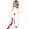 Designer Tracksuits Sportswear Fashion Leisure Trend European and American Style Color Matching Stripe Short Lace Up Hooded tröja