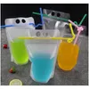 17oz 500 ml Clear Drink Pouches Zakken Frosted rits Stand-up plastic drinkzak met stro met houder Reclos Jllury BDebag