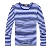 Стиль Longsleeve Tshirt oneck Stripe T Men Men Navy Vintage Basic 95% хлопчатобумажная рубашка 201116