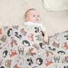 120x120cm Organisk bomull Muslin Swaddle Blankets Baby Wrap Född Decor Pokraphy Manta Bedding Barnvagn Täck 4PCS / Pack 220225