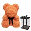 Caixa de presente romântica do dia dos namorados Pe Rose Bear Decorações de rosas artificiais