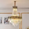 Spiral Staircase Chandelier LED Luxury Gold Crystal Chandelier Duplex Villa El Lobby Living Room Engineering Crystal Lighting2448