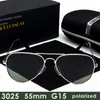 Marka Tasarımcı G15 Erkek Kadın HD Polarize Güneş Gözlüğü Havacılık Işınları Erkek İçin Güneş Gözlükleri 3025 55mm Gafas de Sol UV400 2203021407529