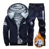 Tracksuit Winter Far Fleece Hoodies Jacket Men Casual Sweatshirts Mn CoatPant 2 PCS Moletom Masculino 201116