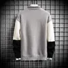 Camisolas masculinas 2021 Homens de inverno Sweater de gordura casual solta pulôver moda de costura contraste roupas de malha