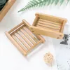 Soap Dish Holder Wooden Natural Bamboo Soap Dish Simple Bamboo Soap Holder Rack Plate Tray Round Square Case