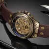 Retro Style Men Automatic Mechanical Watch Skeleton Steampunk Genuine Leather Band Mens Self Winding Wrist Watches Men Reloj 201115878171