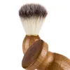 Men039s escova de barbear cabelo de texugo cabo de madeira barbeiro salão de beleza masculino aparelho de limpeza de barba facial ferramenta de barbear 1184315