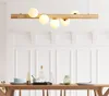 Holz Weiß Glas Ball Led Anhänger Lichter esszimmer Hanglamp G4 Glühbirne Café Bar Anhänger Lampe Hause Leuchte Nordic lampe