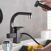 LED ou non robinet de cuisine noire Tirez sur bidet pulvérisateur de pulvérisation de pulvérisation chaude mélangeur à chaud robinet 360 rotation pivot de salle de bain pivotement grue