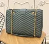 Neue klassische 32 cm x große Jumbo-Damentasche aus echtem Leder, V-förmige Taschen, gesteppte Doppelklappen, Schultertasche mit Kette, Einkaufstaschen, Messenger-Handtasche