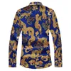 Ropa de otoño primavera 2020, camisa de dragón chino, blusa de manga larga para hombre, talla grande 6XL 7XL, estampado informal de playa hawaiana para hombre C1222