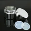 6ps High Quality, 5g 10g 30g 50g Empty UV Plating Golden Silver Glass Cosmetic Container,Refillable Pot Jar With Lid 201012