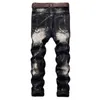 Jeans masculinos 1J moda de la calle europea y americana ala bordada personalizada pantalones perforados personalizados