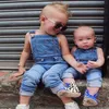 Bebê meninas roupas de verão menino menina suspender calças moda cowboy macacão jeans cor pura crianças meninos roupas