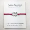 Braccialetti di fascino Consapevolezza Autismo Charms Polsino Multistrato Corda di cera rossa Placcato argento antico Donna Uomo Unisex Con braccialetto di carta Jew235A