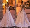 Magnifique robes de mariée en dentelle complète sexy épaule sans dos avec bouton Appliques couvertes robes de mariée d'été plus taille BC11133