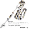 Fashion Long rosary beads chain Men's charm Jesus Necklace & pendants stainless steel men's jewelry,Silver/Gold/Rose Gold Plated Color