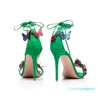 Yeni 2022Fashion Kadın Ayak Bileği Kayışı Sandalet Kırmızı Gelin Yaz Düğün Ayakkabı Kelebek Dekor Yüksek Topuklu Balo Altın Sandalias Pompalar