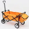 Foldable Garden Wagon with Canopy 4 Wheel Folding Camping Cart Collapsible Festival Trolley Adjustable Handle free fast sea shipping GGD2339