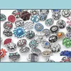 Charm Armbänder Schmuck Ganze 100 Stücke Lot Bk Lot Mix Stile Ingwer Mode 18mm Metall Strass Diy Snaps Taste Snap Marke Dr222a