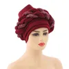 Turbanti per le donne Berretto a pieghe Copricapo Cappello africano Avvolgere arabo Turbante musulmano Sciarpa Donna Hijab Capelli Aso oke Auto Gele 2201248657601