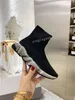 2022 designer Sneaker chaussures en cuir de veau blanc Top Knit femmes plate-forme baskets bleu gris chaussures habillées