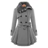 Płaszcz zimowy Kobiety Trench Coat Turn-Down Collar Długi Rękaw Peafoat Faux Fur Double Breasted Gruby Plus Size Fashion Outwear 201102