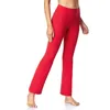 Pantalones de Yoga Bootcut con bolsillos para mujer, vestido de entrenamiento de cintura alta con Control de barriga, pierna recta, suelto, para correr, informal, H1221