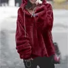 Fleece Pullover Hoodie Coat Kvinnor Mjuk Fluffig Jacka Höst Vinter Varm Casual Långärmad Sweatshirt Outwear Oversize 201008