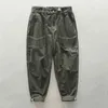 2021 automne hiver nouveau pur coton hommes Cargo pantalon épais broderie mâle décontracté ample taille moyenne pantalon GA-Z374 H1223