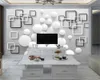 3d Classic Custom Size Wall Covering Square White Float Pattern Wallpaper Uv HD Ink Printing Living Room Bedroom Decoration