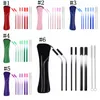 Straw Cutlery Sets Stainless Steel Portable Tableware Reusable Gradient Straws With Silica Gel Head Drinking Straws Brush Bags Sets ZCGY130