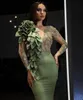 2020 Arabski ASO EBI Syrenka Luksusowy Sexy Suknie Wieczorowe Koronki Zroszony Prom Dresses Kryształy Formalne Party Druga Recepcja Gowns Zj853