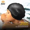 Elastisk Vattentät Swimming Cap Sport Långt hårkåpa Öron Skydda Anti-Slip Swim Pool Hat för Vuxen Silicone Cap1