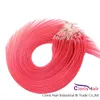 Thick End #Pink Loop Micro Ring Hair 100% Human Hair Extensions Brazilian Remy Capsule Keratin Micro Link Bead Hair 100 Strands 0.5g/s