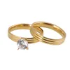 Stainless Steel 2 Pcs Band Ring African Crystal Wedding Engagement Women Finger Hot Selling Ring Set