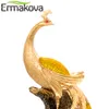 ERMAKOVA 42cm(16.5")Height Resin Phoenix Figurine Pure Golden Bird of Wonder Statue Animal Sculpture Ornament Home Office Decor T200703