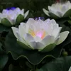 Artificial waterproof Led Optic fibre Light Floating white Lotus flowers Lily wedding party Night Light decoration D551