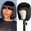 Short Bob Wig with Bangs Brazilian Straight Human Hair Wigs Remy Short Cut Wigs for Black Women Full Machine Made Wigs 4X4 Straigh6016979