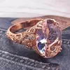 Rose Gold Big Crystal CZ Stone Wedding Ring För Kvinnor Unik Design Kvinna Förlovningsringar Smycken