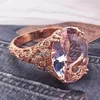 Rose Gold Big Crystal CZ Stone Wedding Ring For Women Unique Design Female Engagement Rings Jewelry