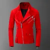 Schädel gebundenes Leder rote Jacken Männer High Street Stil Turn-Down-Ausschnitt Streetwear Herren Jacken und Mäntel Casacas Para Hombre 201116