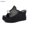 SAGACE Neue Mode Sandalen Frauen Sommer Dicke Unterseite Solide Heißer Verkauf Perle Wasserdichte Keil Sandalen Schuhe X1020