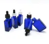 10 X 30ML Blue Glass Square Dropper Bottle, 30 CC Small Beauty Cosmetic Oil Bottle with