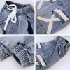 2019 Koreanska Kids Jeans för pojkar Solid Pocket Patchwork Harembyxor Boys Kläder Loones Denim Jeans Byxor Barnbyxor G1220